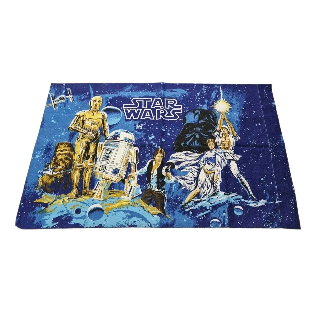 Vtg 1977 Star Wars Pillowcase A New Hope Made In USA Darth Vader Luke C3PO Bibb